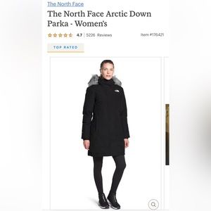 Women’s Northface Arctic Down Parka - Black Size Small
